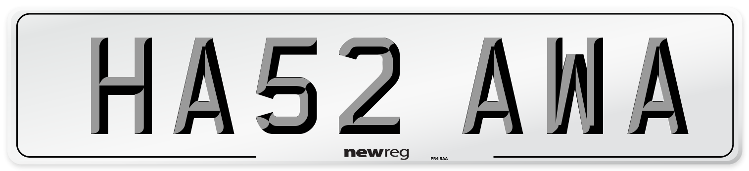 HA52 AWA Number Plate from New Reg
